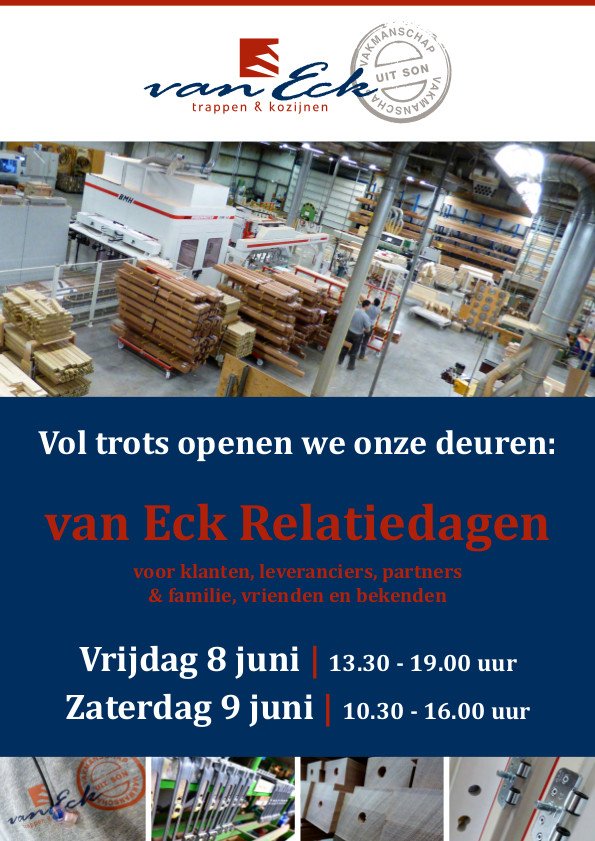 Kom naar de Van Eck relatiedagen op 8 en 9 juni!
bit.ly/2ImiMR9