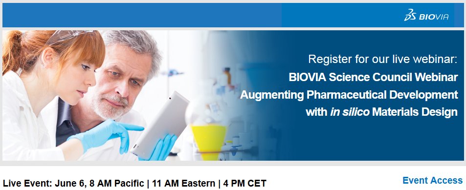 MMeunier_3ds's tweet photo. Computational Pharmaceutical Materials Science:
"Augmenting Pharmaceutical Development with in-silico Materials Design"
https://t.co/oB0ss8ulGn
@3dsBIOVIA @Science_Council #Simulation #molecularmodeling #Pharmdev #formulation https://t.co/Fw7ibNcWsx