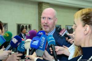 AGSPoliticsDept's tweet photo. Being interviewed in Baku Azerbaijan. More microphones than Donald Trump 😀😃😁@assumptionlive https://t.co/gTo6nwzVYI