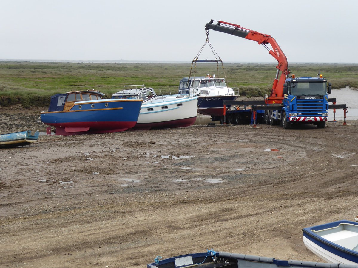 captainmadiba's tweet photo. Boats being put into Morston Creek ready for this afternoons tide https://t.co/pMCrMIlM6X