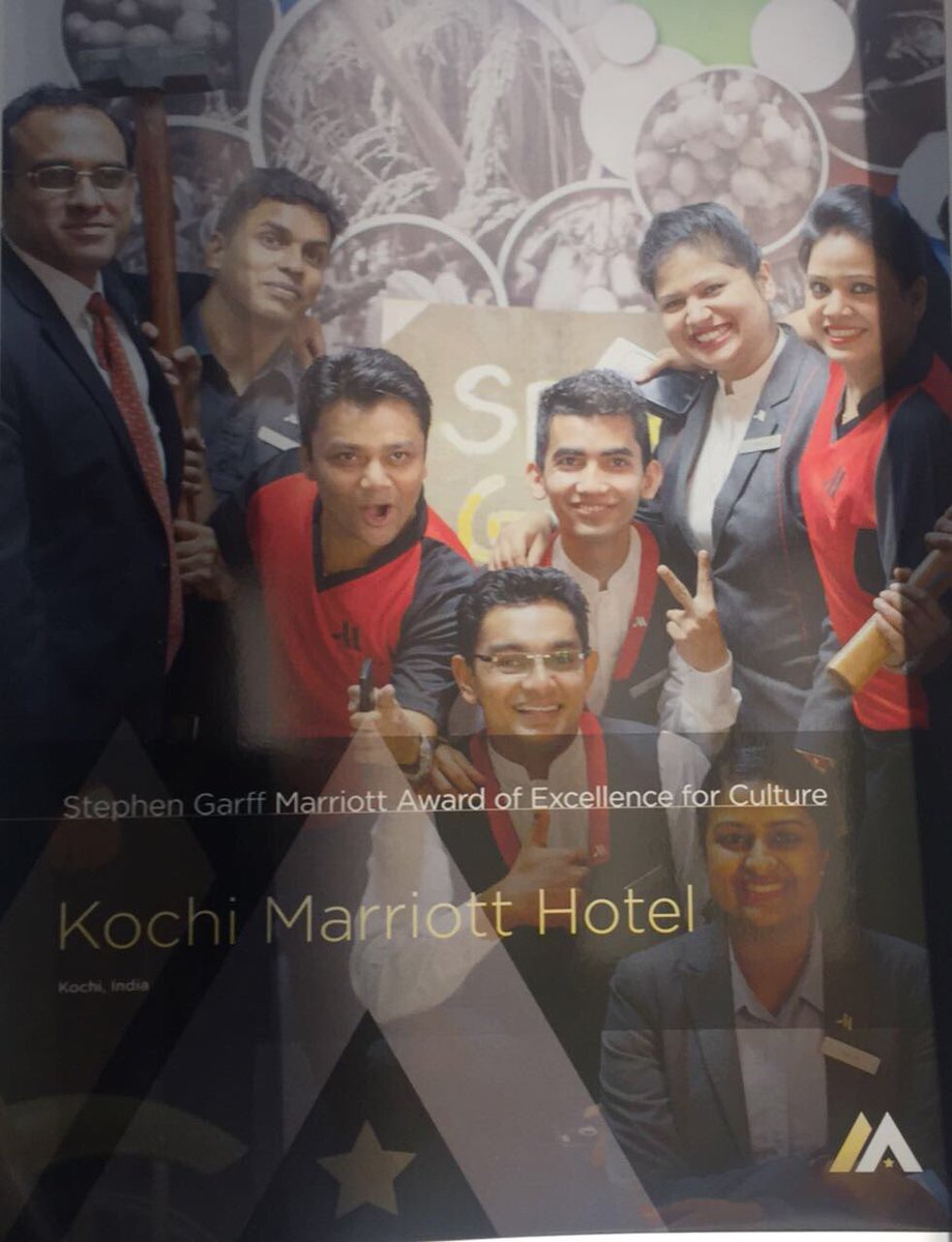 Rowena230589's tweet photo. #AOE2018 #MIEXCELLENCE @kochimarriott Proud recipient of Stephen Garff Marriott Award of Excellence for Culture 2018 https://t.co/VPZWWOiEvZ