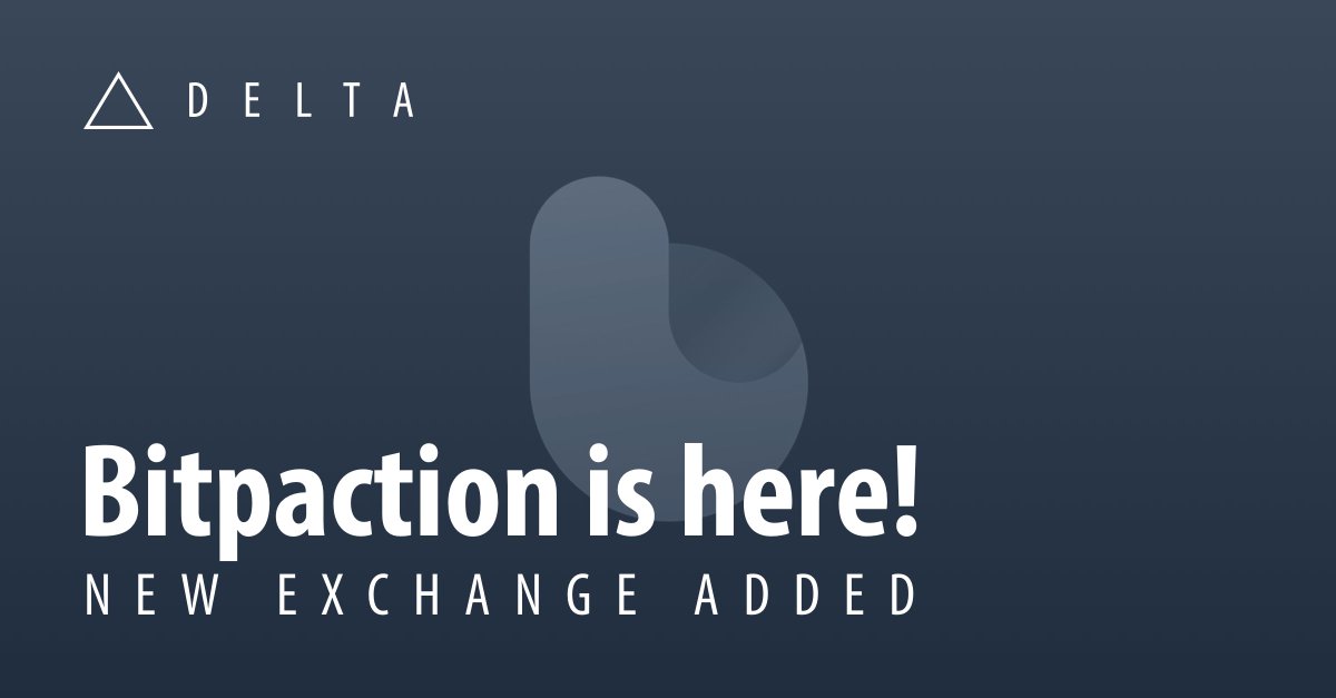 getdelta's tweet photo. After another look at our Exchange Requests, we noticed a +100 upvotes one waiting around... 👀

So we went ahead &amp; added @bitpaction to ∆ Delta! 💦

You can now track every cryptocurrency &amp; all pairs that Bitpaction supports, including @OdysseyOCN, @IOStoken &amp; others! 👈

∆ https://t.co/y8QvraFXLM