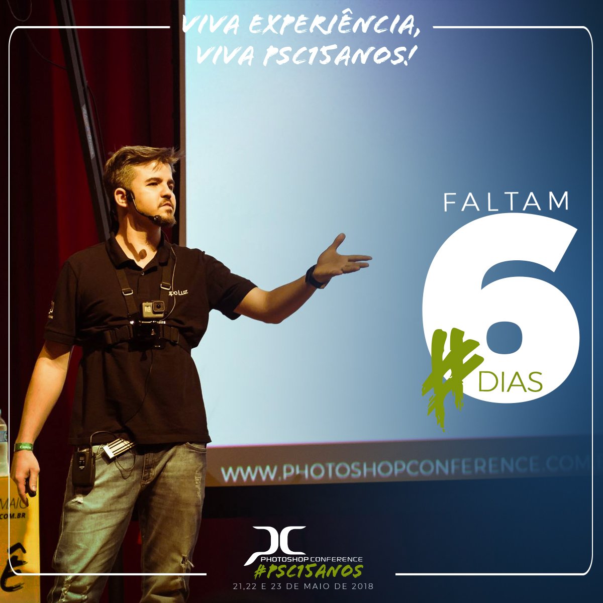 psconference's tweet photo. Faltam apenas 6 dias para os 15 anos do Photoshop Conference! 
🚨 Atenção! ÚLTIMAS VAGAS! Garanta agora a sua inscrição, use o código PSC18PRO ▶ https://t.co/pQnR5ujGqP https://t.co/AX56yHfQaP
