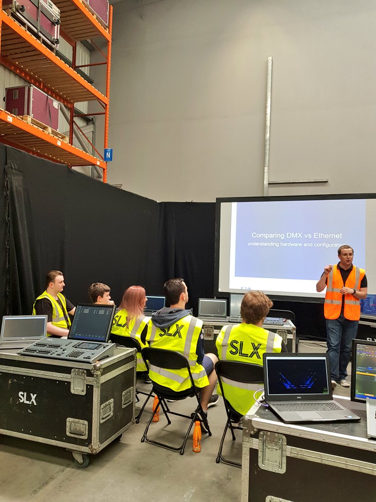 SLXmedia's tweet photo. We've had a great two days hosting this year's succesful SLX Student Bursary applicants. Here they are with @Zero88 learning all things networking. #techie #studentbursary #LightingDesigner https://t.co/KB3y3qgqQs