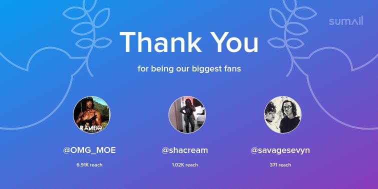 CycoThahUrchin's tweet photo. Our biggest fans this week: @OMG_MOE, @shacream, @savagesevyn. Thank you! via https://t.co/uoMWcry6JK https://t.co/ddPhcIY4Ad