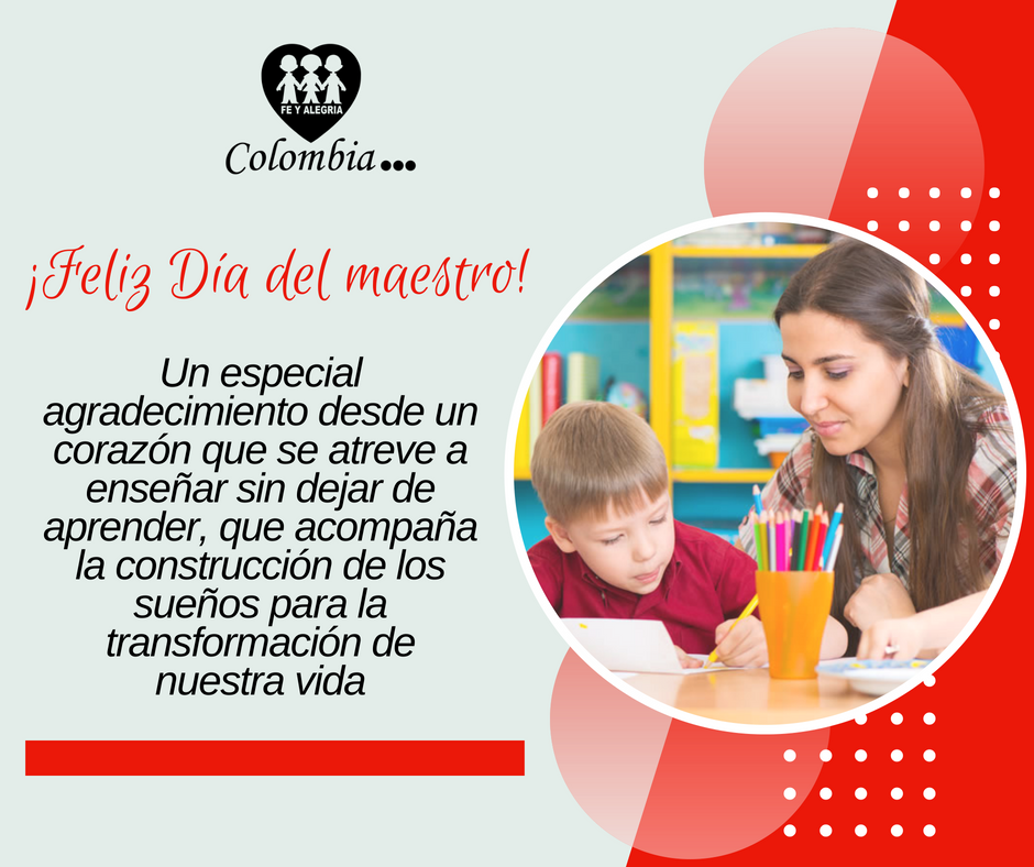 OrienteFya's tweet photo. GRACIAS, por guiar con amor a los niños, niñas y jóvenes que atendemos, haciendo latir con fuerza nuestro corazón por la educación en Colombia #DiaDelMaestro #ConElCorazón #PorLaEducación @JEANPIERRE02 @feyalegria_co https://t.co/oSH6wpQKwg