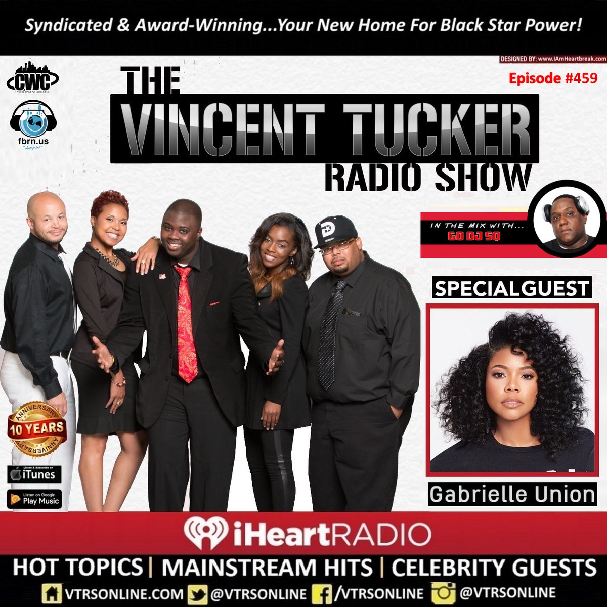 VTRSOnline's tweet photo. The Vincent Tucker Radio Show | Episode #459 | "Breaking In" featuring #GabrielleUnion | @IamHeartbreak_ @myskenna, @YoungYella, @UrbanAdvocateTV, @TheCharityE, @GODJSQ | #VTRS

Be sure to subscribe on YouTube, SoundCloud and Apple iTunes! 

STREAM HERE: https://t.co/hzb1lJZNDZ https://t.co/81yki7HHSV