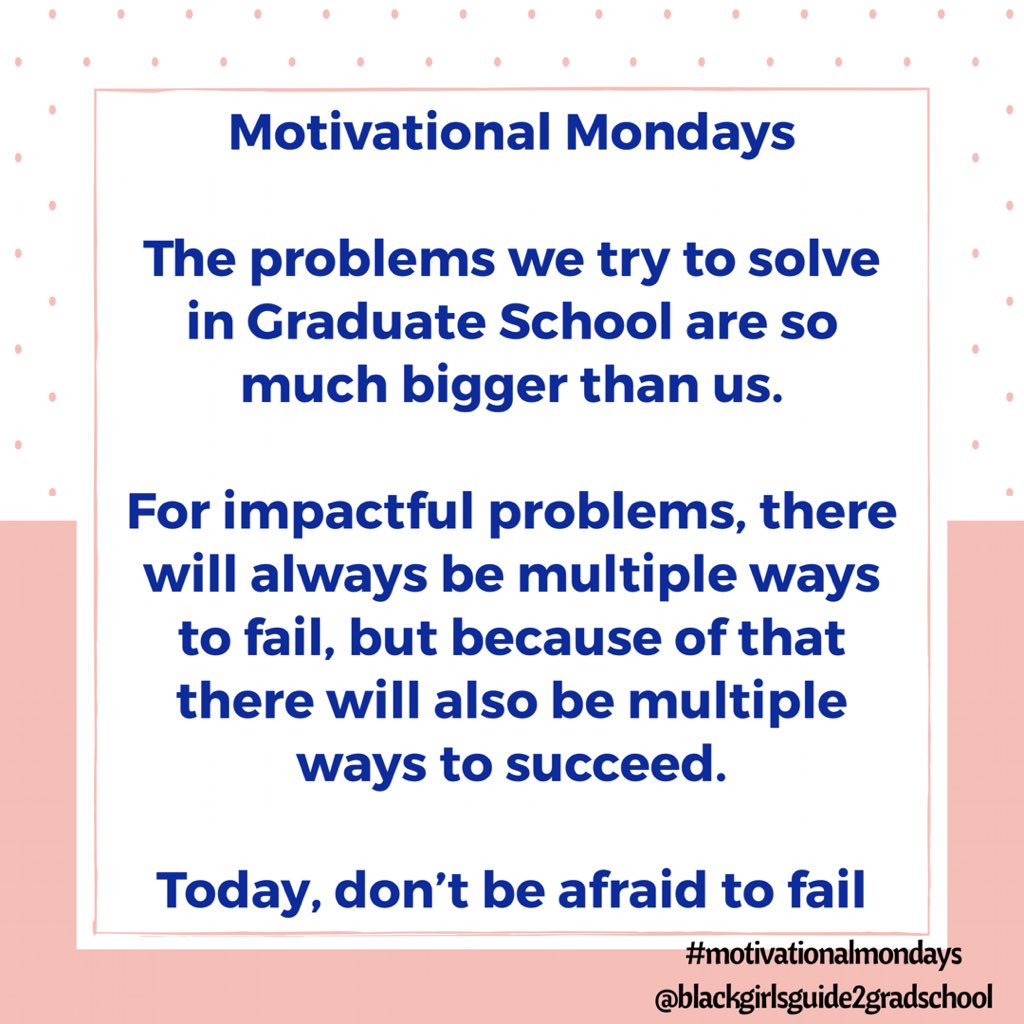 MalikaGrayson's tweet photo. I love to do reminders from Motivational Monday’s because it just may apply today! #blackinstem #blkinGrad #gradschool #bgg2gradschool #motivation #woc #BlkGradLife #bbloggers # https://t.co/5KsIsDOrlj