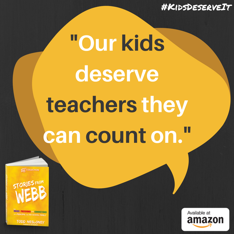 TechNinjaTodd's tweet photo. "Our kids deserve teachers they can count on"....via #StoriesFromWebb

Show up. Be present. Listen. And let our kids (and colleagues) know that they hold worth and are valuable.  Take time each and every day.

#KidsDeserveIt #TellYourStory #SparksInTheDark #TLAP #LeadLAP https://t.co/6uajL4l00R