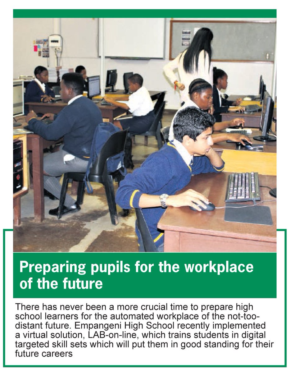 eyebraingym's tweet photo. #Always exciting to see one of our #partners feature in the #Newspaper. #Welldone to @EmpangeniHighSchool for #preparing their learners for the #workplace of the #future by implementing #LABonline. #ItsTime #makingachange #TogetherWeCan build a #betterFuture #inspire the youth. https://t.co/t5pQGohViK