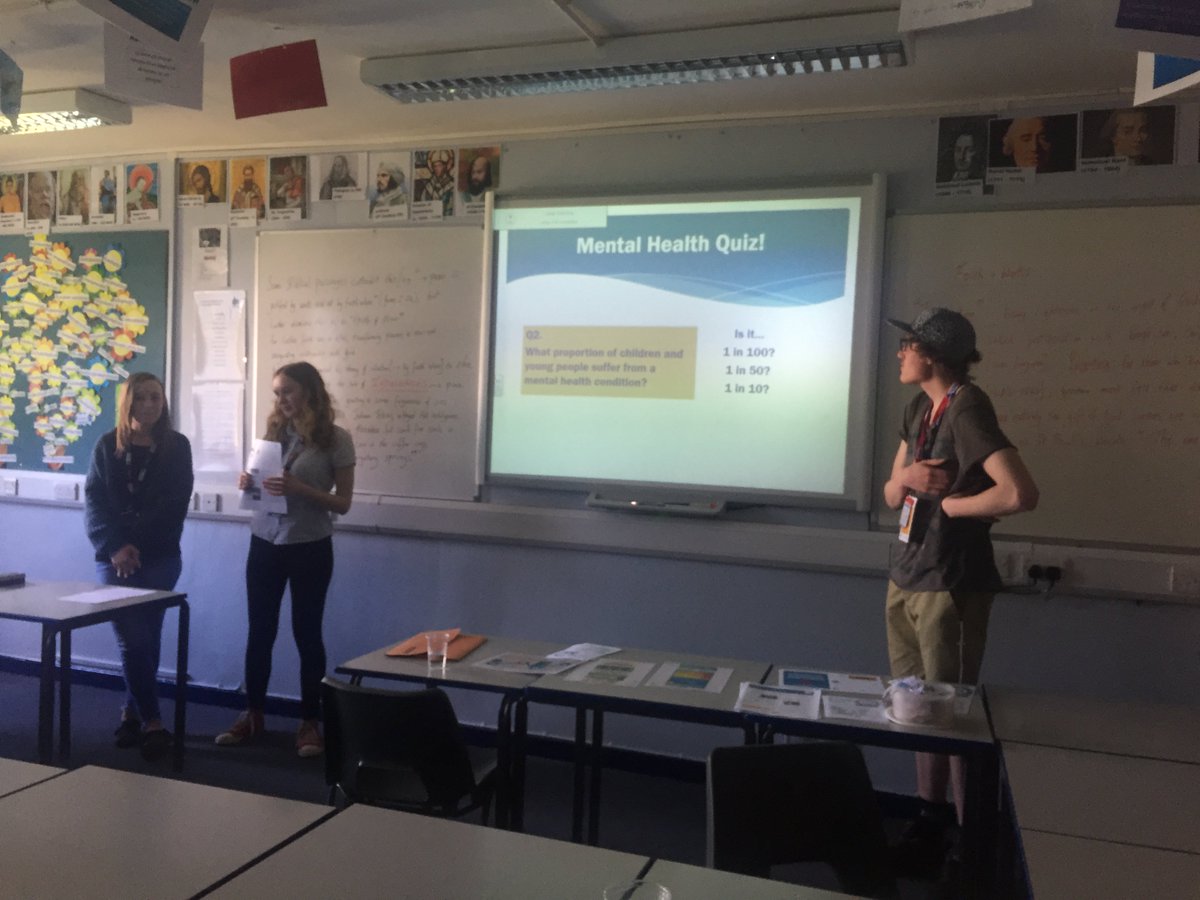 WellbeingAmbass's tweet photo. Wellbeing Ambassadors in action as part of #mentalhealthawarenessweek delivering a talk at Hereford Sixth Form College. Great work team! 🙂 https://t.co/XzNvkgXhmL