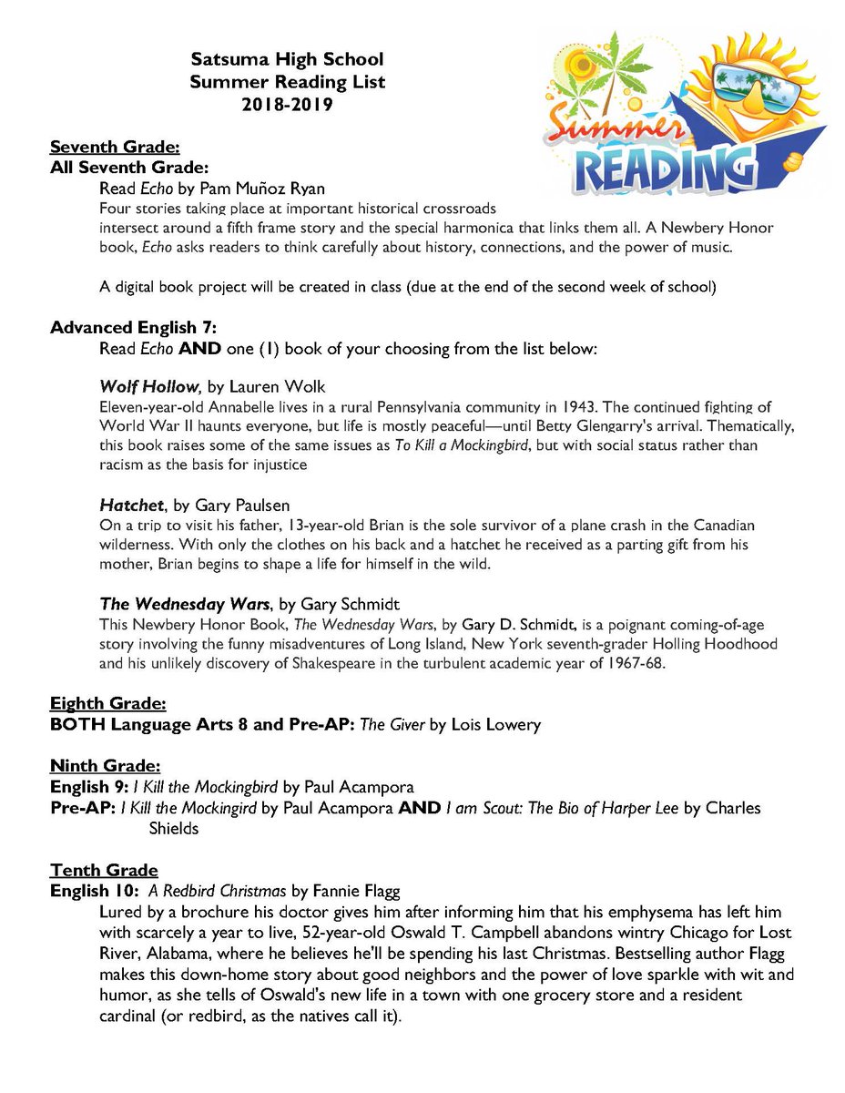 SatsumaHS's tweet photo. The summer reading list can be found here: https://t.co/i3tNen4Xpw https://t.co/cQauGKFQ7Z