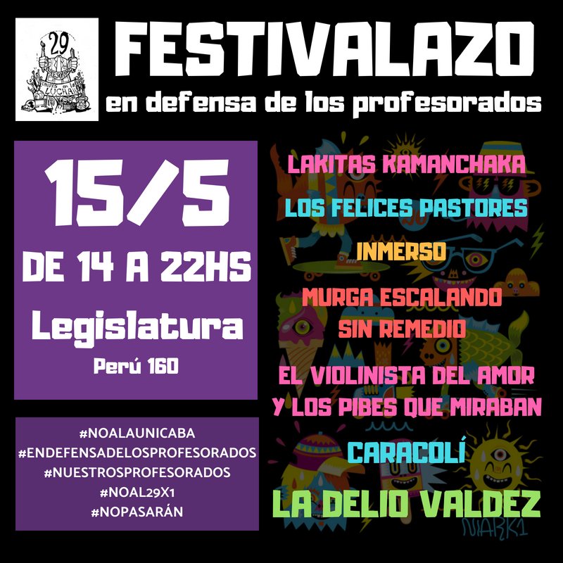 ceimbprensa's tweet photo. #NoALaUnicaba  #Festivalazo - MENSAJE A ORGANIZACIONES INSTITUCIONES Y GRUPAS!! SE RECIBEN ADHESIONES PARA ACOMPAÑAR AL FESTIVALAZO DE HOY EN EL RECLAMO CONTRA LA UNICABA!! Enviar mail con asunto ADHESION a ceimbprensa@gmail.com https://t.co/43qdzqOH3x