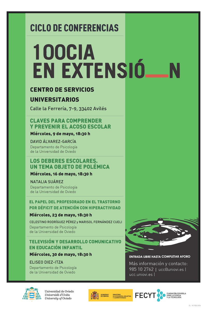 UOdivulga's tweet photo. Una regla de oro para los deberes es 10 minutos por curso – no más de 1 hora diaria en el 6⁰ de primaria. Más sobre los deberes escolares en #100CIA en Extensió__n mañana, 16 de mayo a las 18:30 en #Avilés. Colabora @FECYT_Ciencia https://t.co/EMEMYowtGX