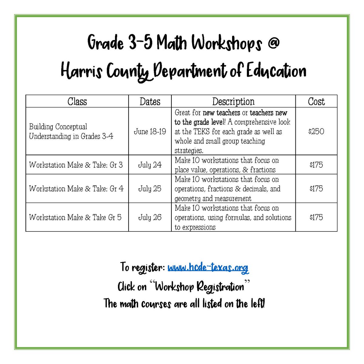 Shanahan_Math's tweet photo. New to a grade level? Or need some workstations?
Check out the 3-5 Summer PL @HCDEtx https://t.co/q5ZC9dpzqh
