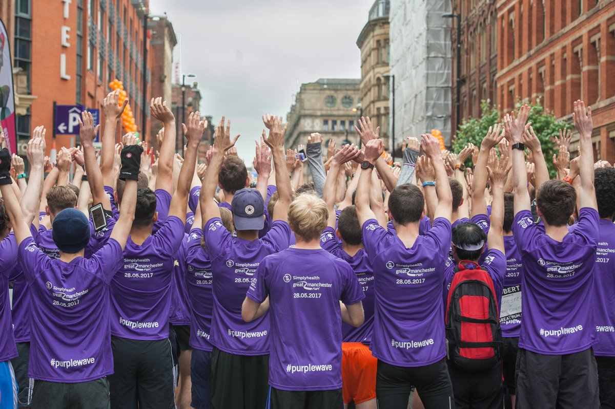 Hands up if you're ready! It's Purple Wave Day in the #GreatManchesterRun with <a href="/Great_Run/">Great Run</a>. Bring on the Purple Wave!
