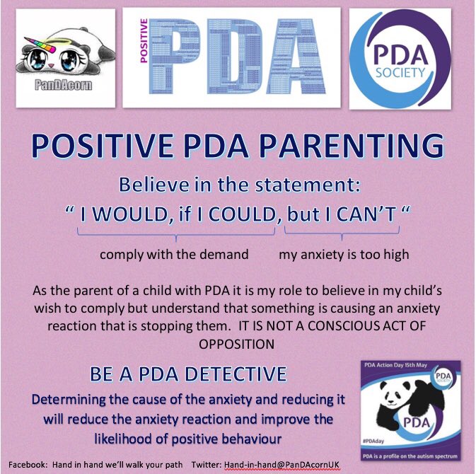 PanDAcornUK's tweet photo. PDA Action Day - May 15th      Adopting this approach has been key to helping our little PDA’er.  @PDASociety #PDAday #PositivePDA #pathologicaldemandavoidance #PDA #autism https://t.co/3RQ3liI8di