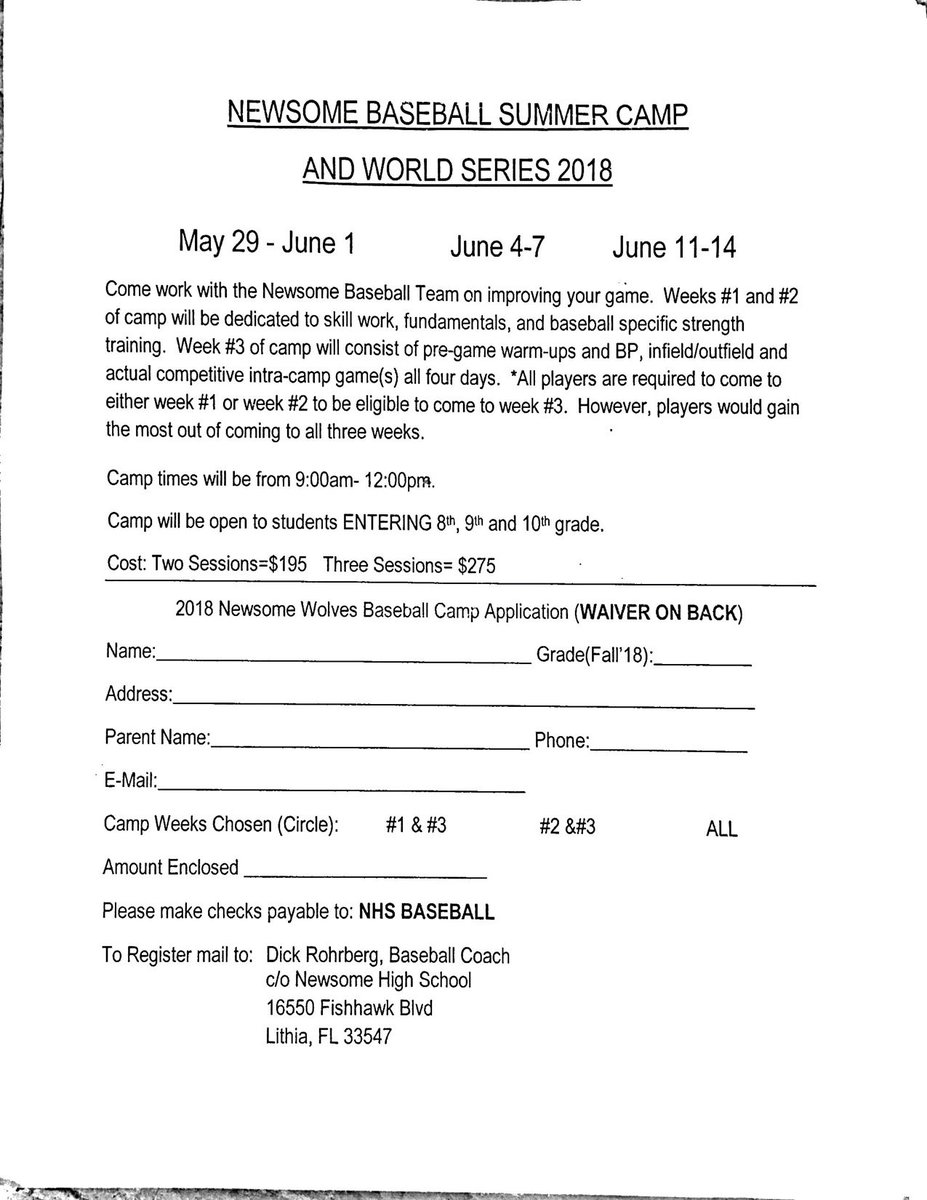 NWolvesBaseball's tweet image. Newsome Baseball Camp information.

Get your spot reserved today!