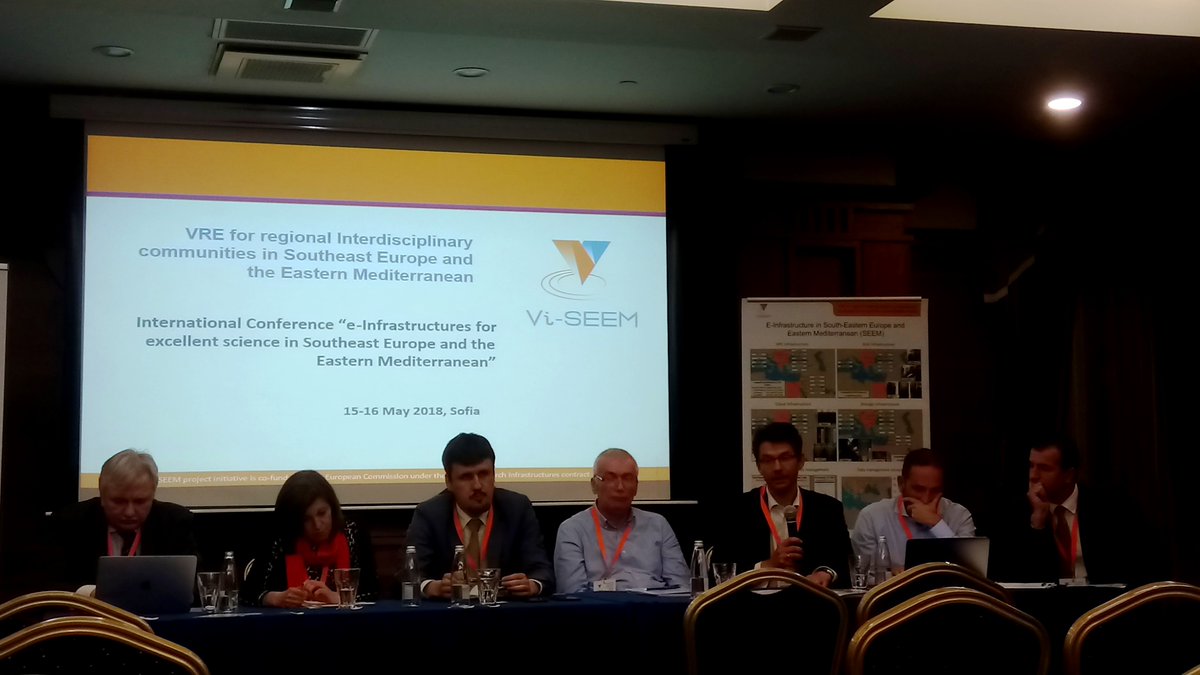 NI4OS_eu's tweet photo. #H2020 #VISEEM international #eInfrastructure conference:the panel is discussing the value of regional collaboration for research, education &amp; technological development with particular emphasis on preventing the brain drain, leveraging the value of existing regional human network https://t.co/5DjIhwY5lC