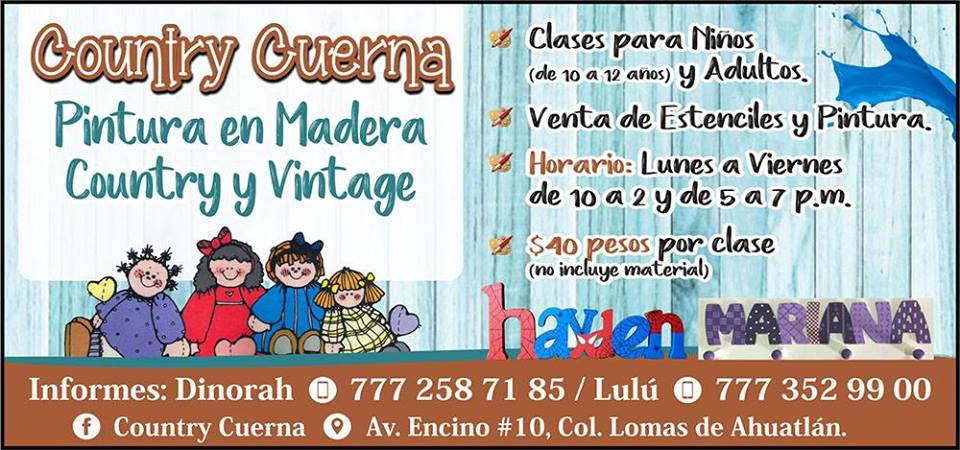 COUNTRY CUERNA 
¡En Country Cuerna puedes adquirir o hacer pedido de hermosos detalles, figuras en madera para toda ocasión!
#FelizMartes #Clases #PinturaEnMadera #Country #Vintage #RegalosenMaderaParaTodaOcasión #LomasdeAhuatlán #Cuernavaca