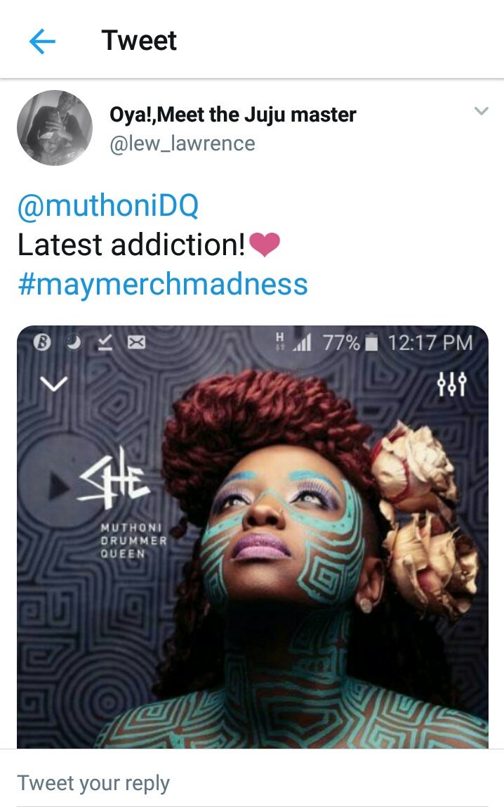 muthoniDQ's tweet photo. I see you all being such dope fans and I appreciate it.
Keep posting your #SHE support. #MayMerchMadness is here so a few of you lucky ones will get to win some goodies. https://t.co/8pk4elmxTp