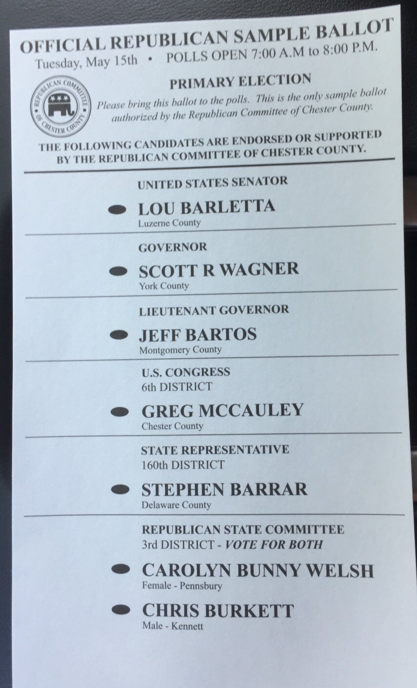 chester county republican sample ballot See a sample ballot for your polling place | west chester, pa patch.