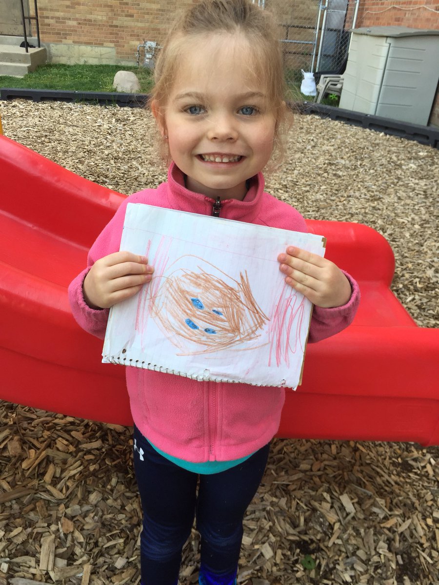 jpettykc's tweet image. Observational drawing opportunities during outside time. We now have 4 eggs in our nest!
