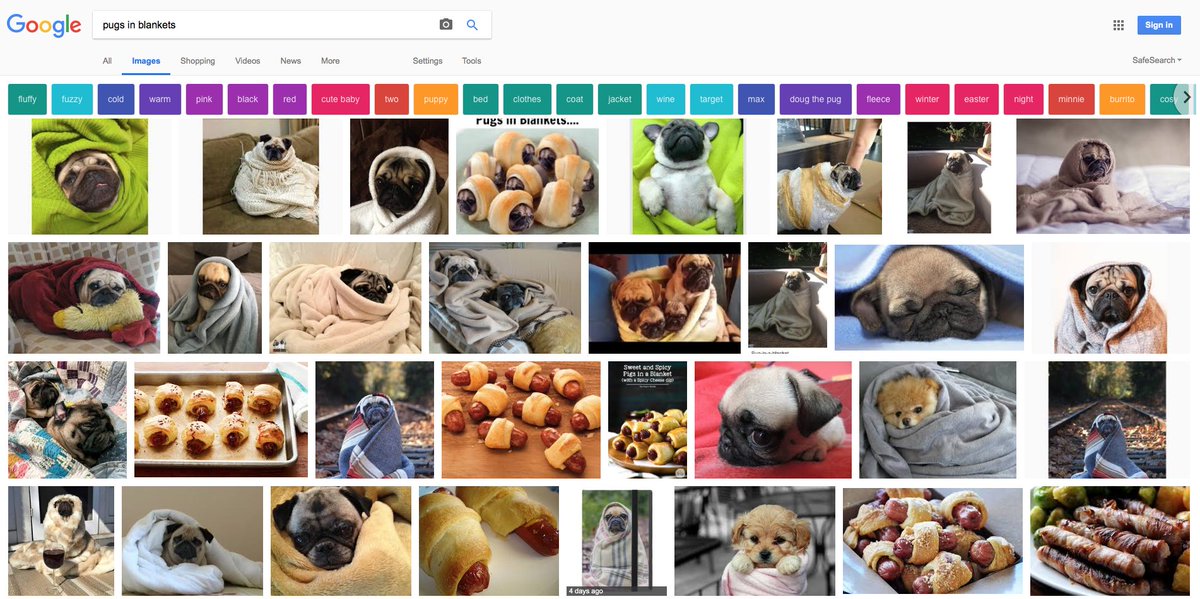 Untuxable's tweet photo. The best thing to google is 'pugs in blankets' because it tries to autocorrect to 'pigs in blankets' so you get pictures of dogs and food at the same time. https://t.co/QTswov4GIQ