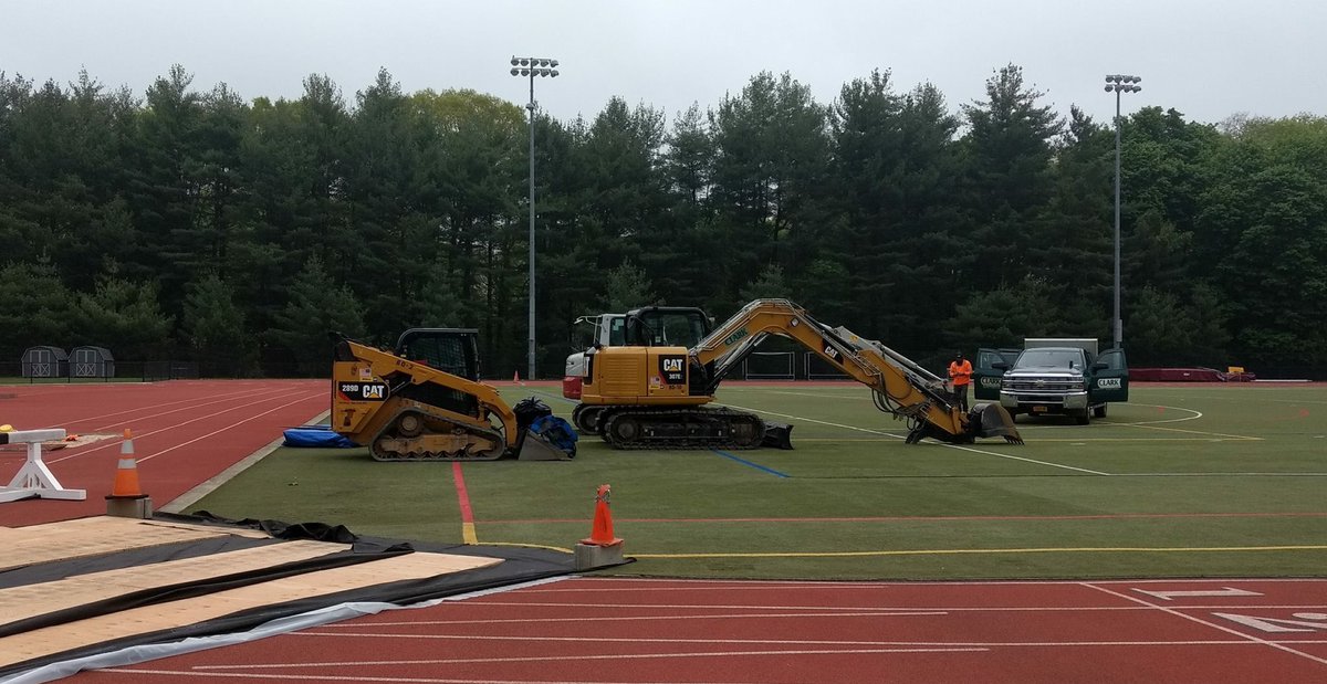 VassarWLax's tweet photo. The construction trucks are rolling in... out with the old turf and in with the new! 🚜 https://t.co/Npu44TarxU