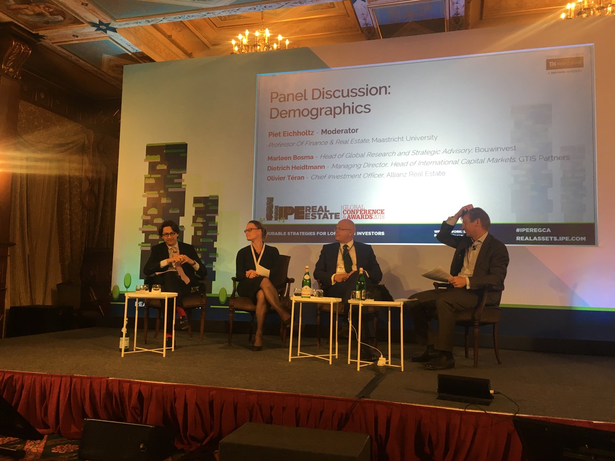 Will urbanisation revert to suburbanisation as cities become unaffordable? (Left to right) Olivier Téran (Allianz), Marleen Bosma (Bouwinvest), Dietrich Heidtmann (GTIS Partners) and Piet Eichholtz discuss demographics <a href="/IPERealAssets/">IPE Real Assets</a> <a href="/IPEnews/">IPE.com News</a> <a href="/IPEAwards/">IPE Conference & Awards</a> <a href="/IPEREGCA/">IPE RE Global Awards</a>