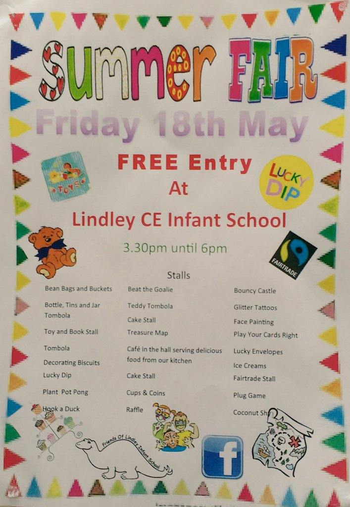 If you're in #Lindley this Friday between 3.30 &amp; 6pm, pop along to @LindleyInfants Summer Fair! Yummy food &amp; lots of stalls at pocket money prices, plus free entry😀 What a great way to chill out after SATs @LindleyJS - hope to see you there! #community <a href="/LindleyHD3/">Lindley Community Group</a> <a href="/SalNook_Hub/">Salendine Nook Family Hub</a>