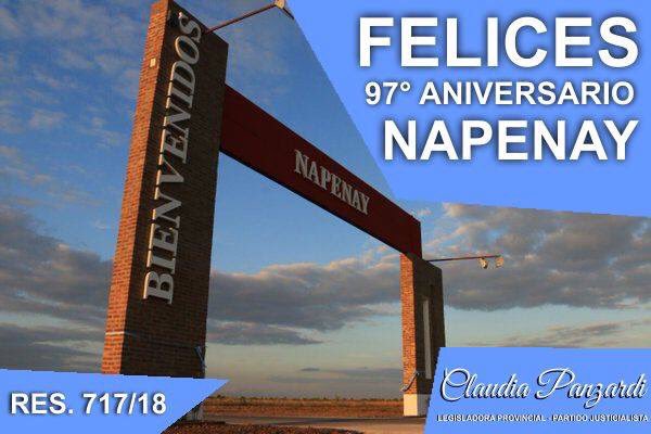 clpanzardi's tweet photo. Mediante Resolución N° 717/18 de mi autoría el @ParlamentoChaco @PLegisChaco conmemora y adhiere al "97º ANIVERSARIO DE LA LOCALIDAD DE NAPENAY"

 🎈 ¡ FELICIDADES Y QUE DISFRUTEN DE SU ANIVERSARIO ! 🎊 @balbuena2015 @ChacoGobierno @domingopeppo @mdcapitanich https://t.co/LqQ6NiRULd