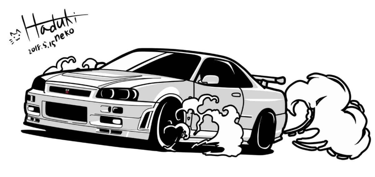 Uzivatel 葉月ねこ Na Twitteru 34rのイラストできました 34rはマッスルな感じでかっこいいね Bnr34 Gtr