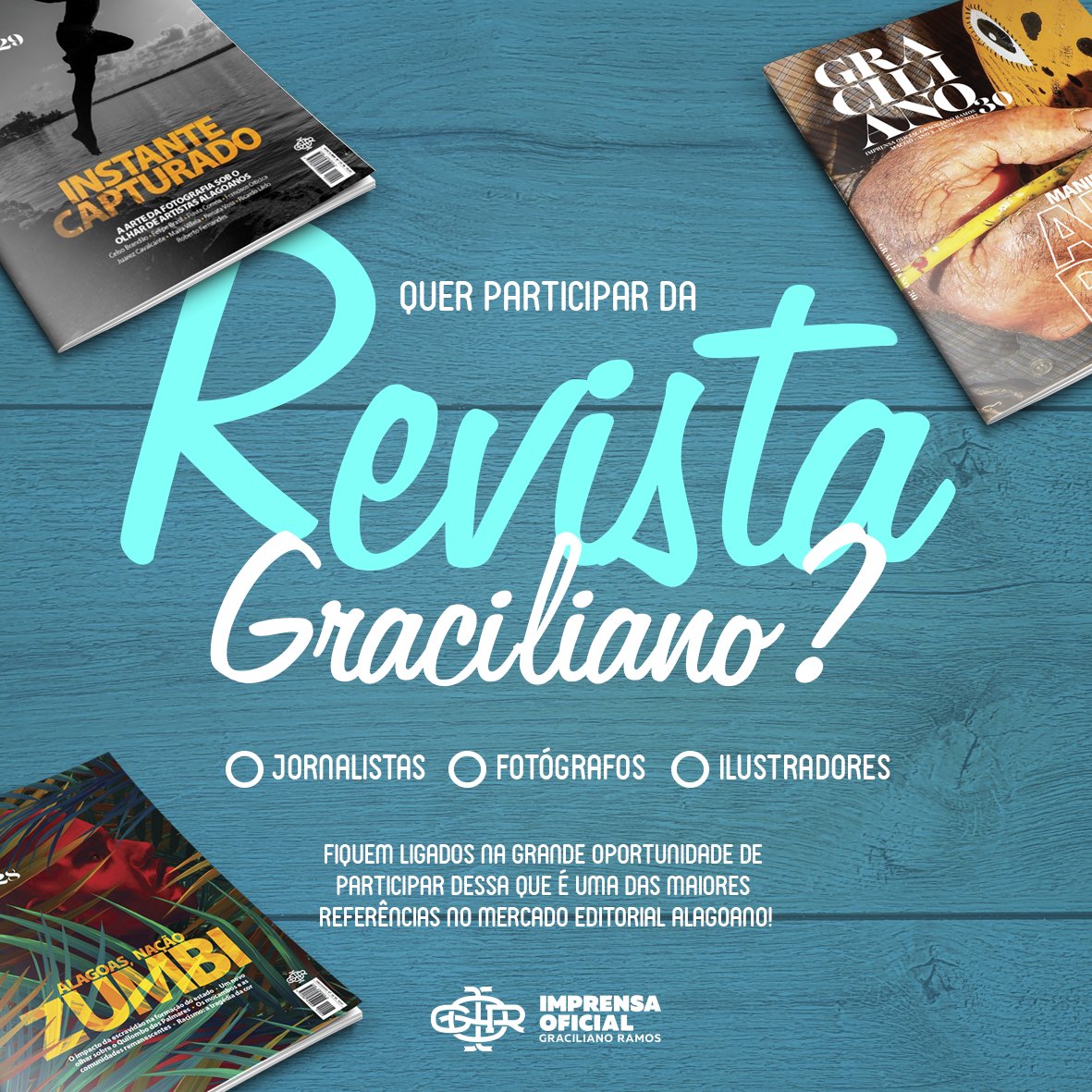 imprensaal's tweet photo. Temos um convite para vocês, profissionais da Comunicação! 😍😍😍Amanhã vamos lançar uma edital para convocação de jornalistas, fotógrafos e ilustradores que queiram participar da Revista Graciliano, que celebra 10 anos em 2018. ❤ https://t.co/u8NkoVT0Gj