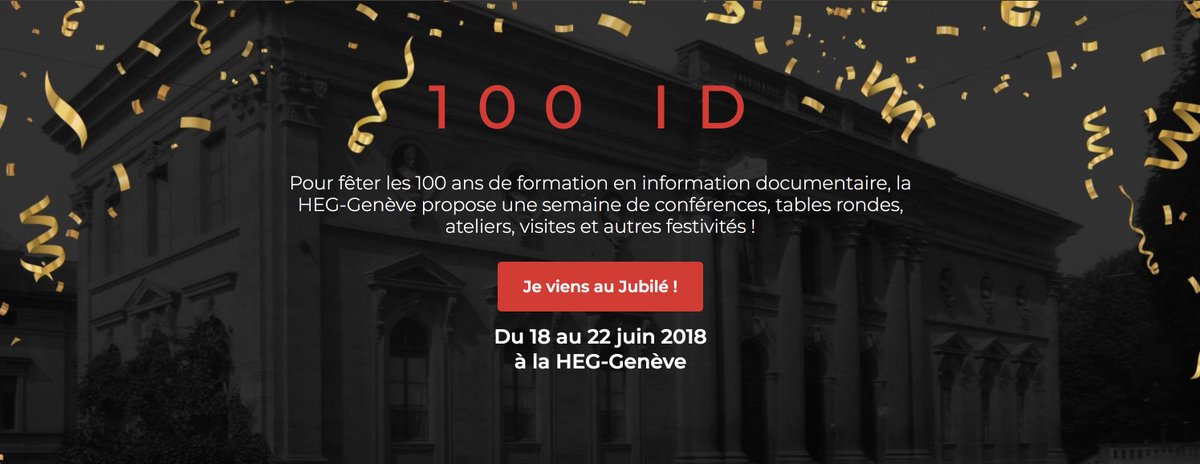 100 ID : Le programme de la semaine de conférence des 100 ans de la formation ID, #100ID hesge.ch/heg/100id-prog…