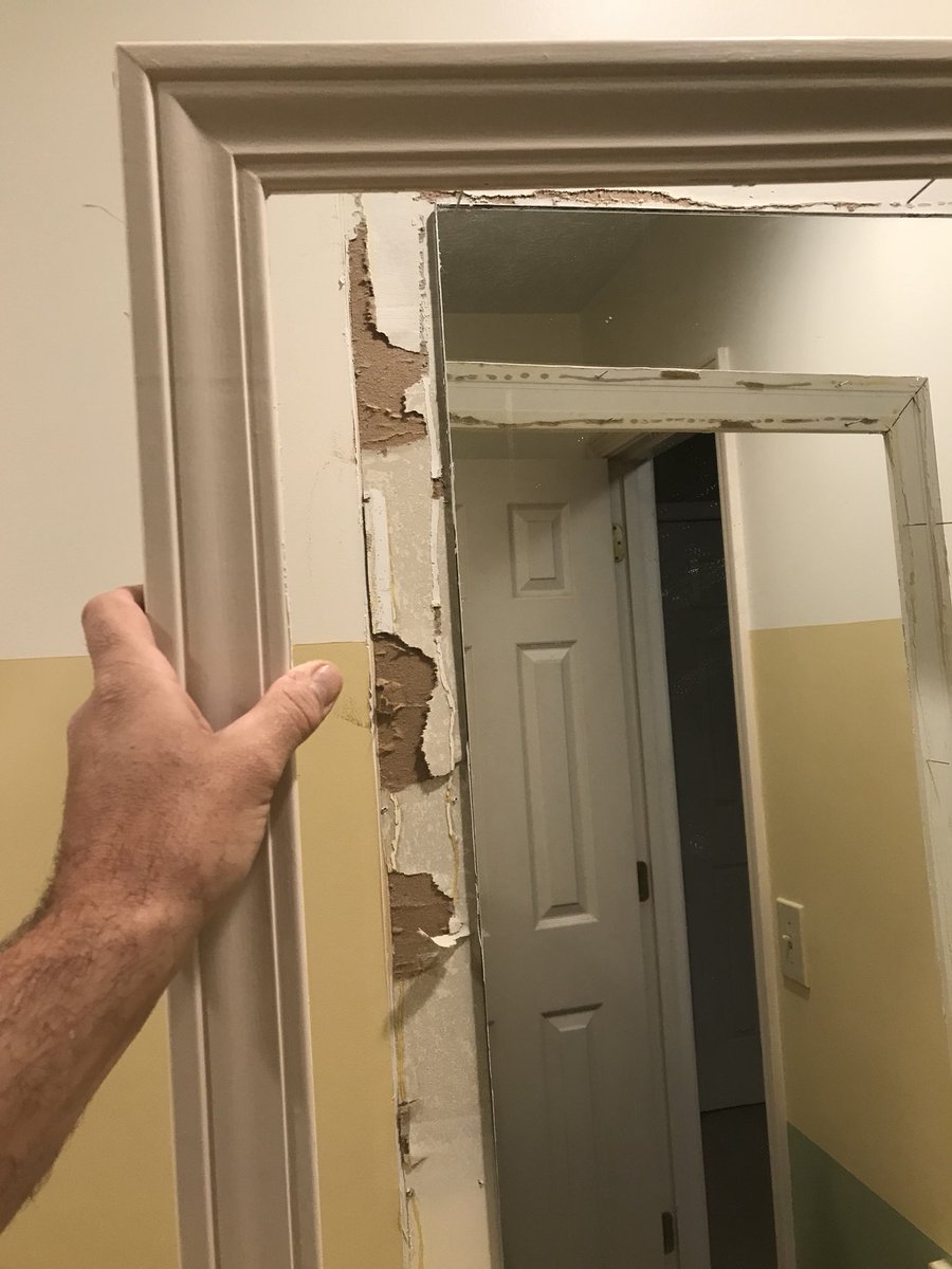 DoerrMatt's tweet photo. A last taste of #CustomQuality in the master bath.. no more until the reveal.. and some before pics o the hall bath we about to tear it out the frame #DoerrOnDemo #DuelThreat https://t.co/LrInJO60VN