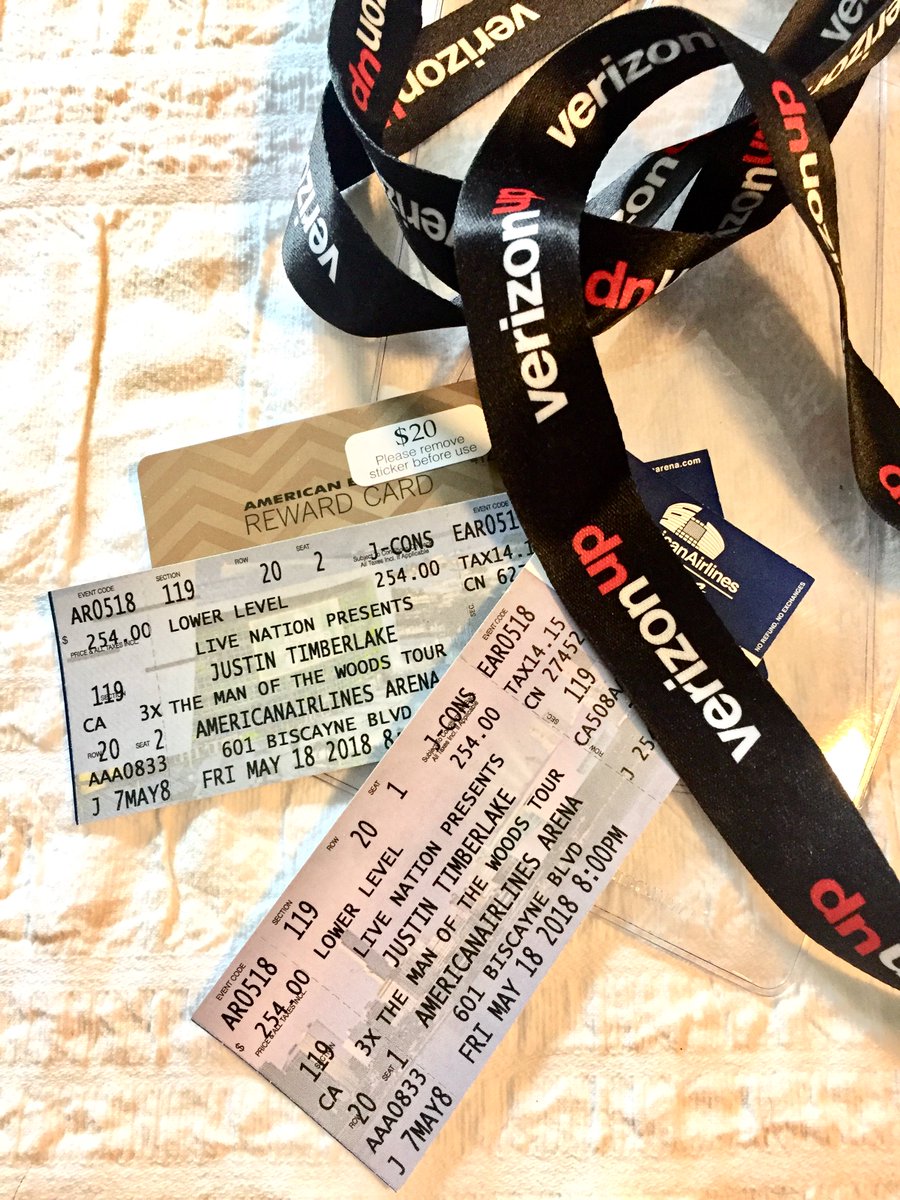 michtum's tweet photo. Got the tickets I won for @JustinTimberlake <-OMG 😍in Miami! Still in shock! Perfect 26th Anniversary ahead 🙌🏼Thanks Verizon! Not sure what the empty lanyards are for, VIP?!😳🙏 Packing my bags! #VZUp #miamiorbust #JTistheMan #vacationtime https://t.co/kknoRKnmyX