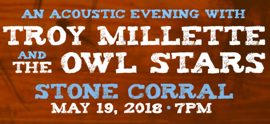 millettemusic's tweet photo. What are you doing Saturday? Well, change of plans. You’re coming to @StoneCorralBrew for a co-headline shindig with @TheOwlStars! https://t.co/iuvuxCVosL