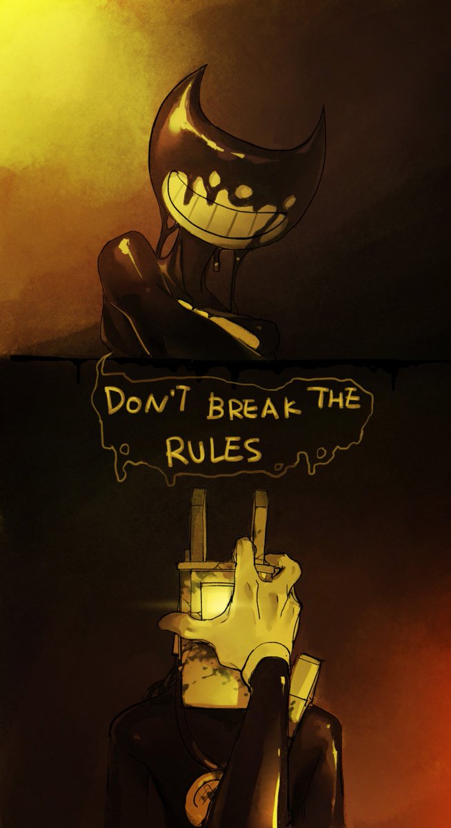 pest_fox's tweet photo. DON'T BREAK THE RULES
#Bendy_and_the_ink_machine #BATIMChapter4 https://t.co/yVjXAjRpYw