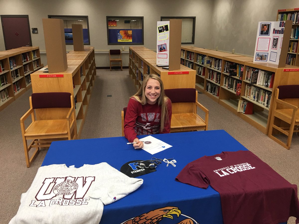 TheFoleyFalcon's tweet photo. Congratulations to Falcon swimmer Emily Stemper. She signed her National Letter of Intent to compete at UW-La Crosse next year. Way to go Emily. Go Falcons!!! https://t.co/t0HiuPcjGq