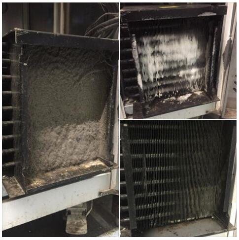 Called out to a new customer to look at a faulty upright catering fridge. This was one of the prep fridges that was supposedly being maintained by their "previous" refrigeration service contractor!!!!!!
Before and after pics. morechilled.com