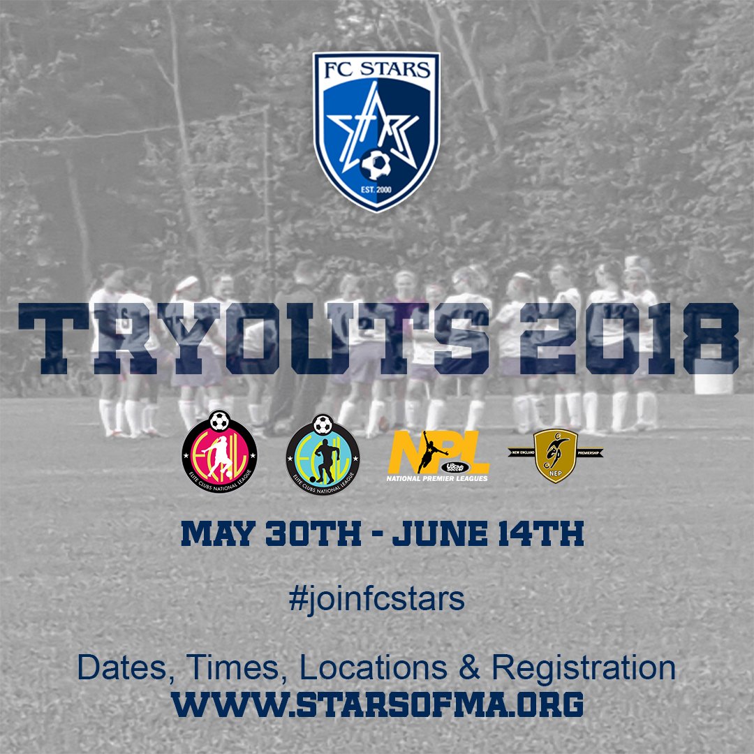 starsofma's tweet photo. FC Stars 2018-2019 Tryouts #joinfcstars #ecnl #npl #nep #provenpathway https://t.co/1sldY1odyU - check your region for dates, times and registration. https://t.co/cTGAkDJvNq