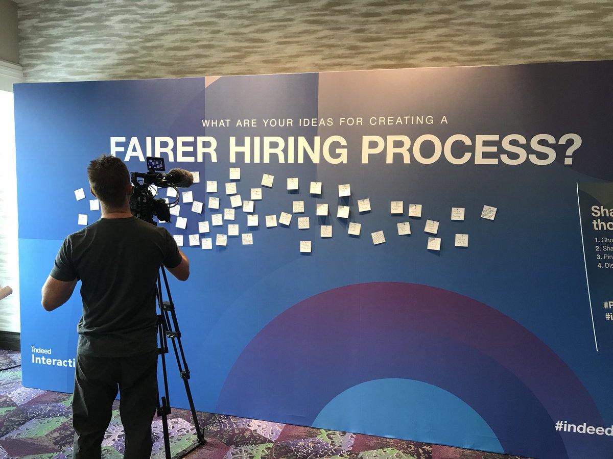 JamesLafferty's tweet photo. My ideas ive added are: 

1) Removing names from resumes to avoid bias 

2) Gender neutrality help for resume writing. 

#PostItWall #indeedinteractive https://t.co/QTmaPvEkQg