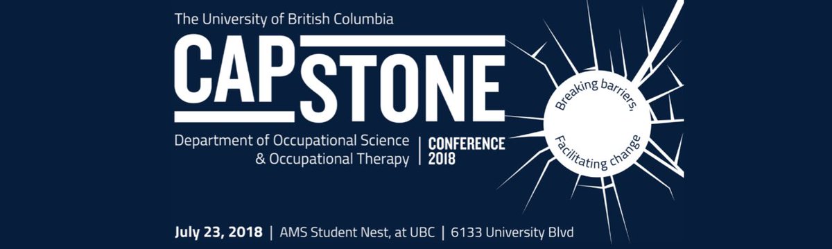 UBCOSOT's tweet photo. Registration is now open for the #UBC Capstone Conference! Learn what this year's graduating #MOT students have to contribute to #OccupationalTherapy research. Conference date: Monday July 23. Register at: https://t.co/ipI6DmuYNt …  #OT365 #OTComm #studentot https://t.co/RMrqKnc0LX