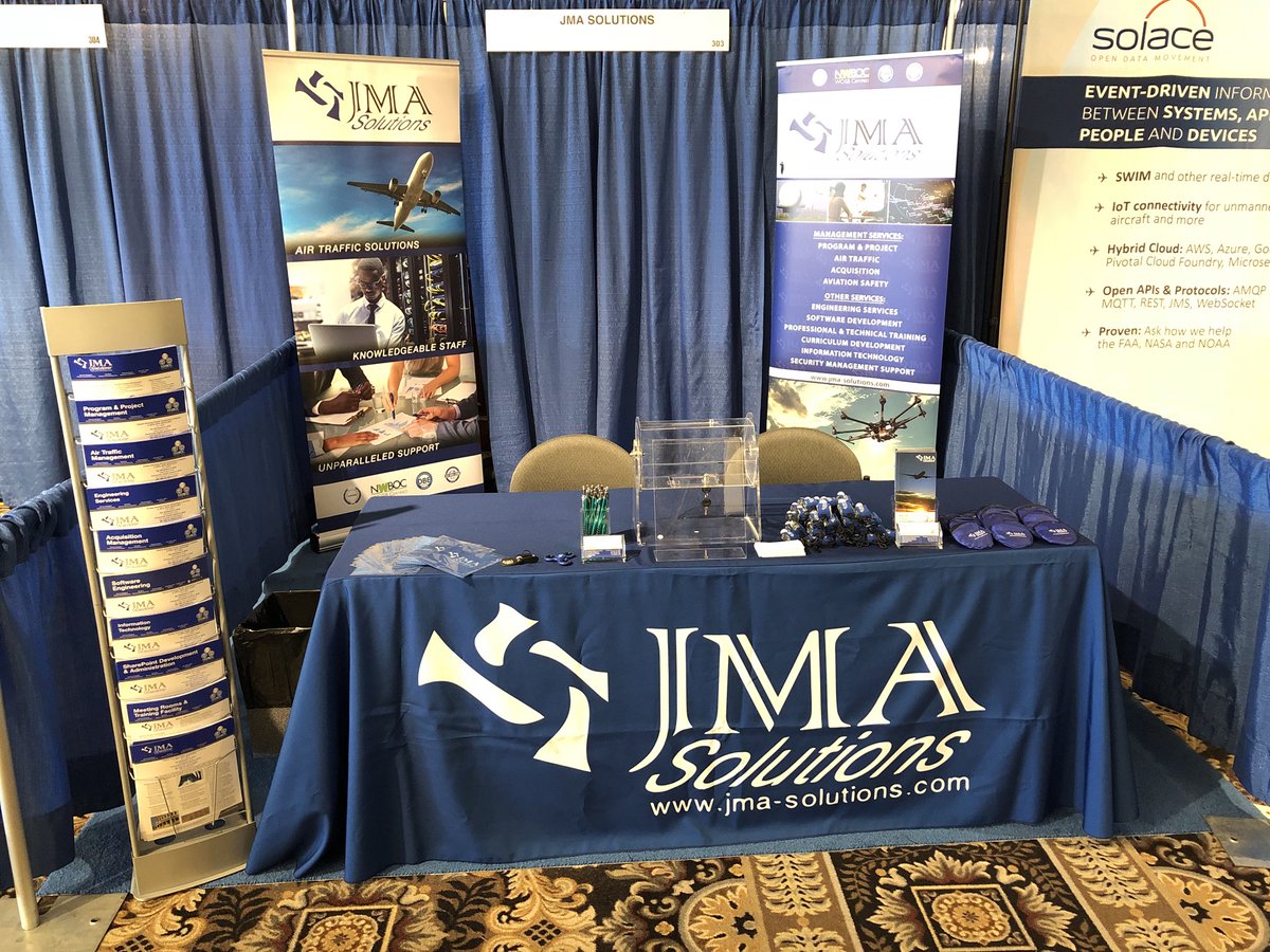 JMA_Solutions's tweet photo. We are all set up and ready! Make sure you visit JMA Solutions tomorrow at #Booth303 for fun giveaways, raffles and more! #ACY18 https://t.co/E1PW5ygkpc