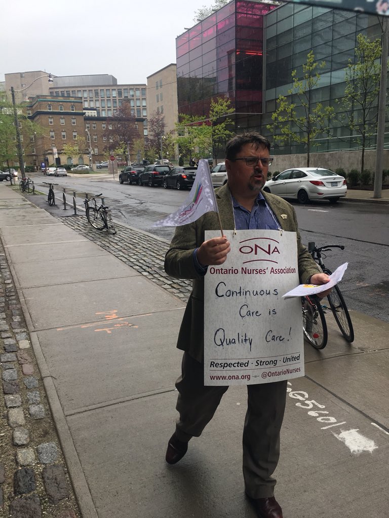 RNAO's tweet photo. Ontario needs more RNs in all sectors including primary care. Our CEO @DorisGrinspun is in support of @ONA rally against RN replacement. https://t.co/uW5scZUDyA