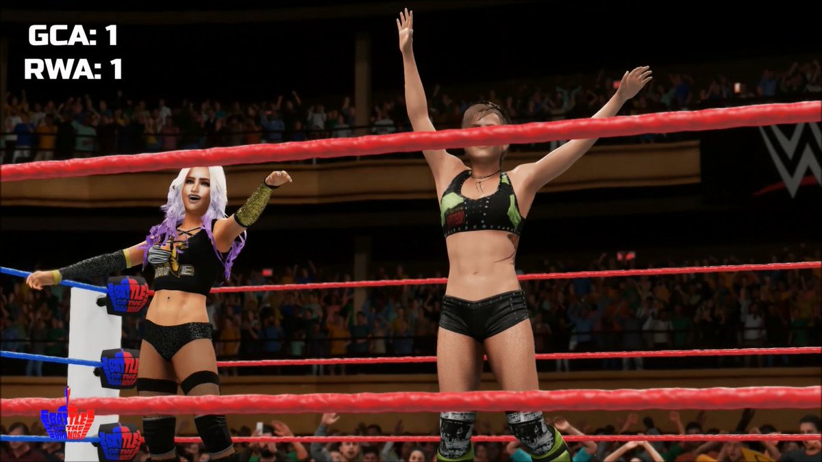 GCAWRESTLING2K's tweet photo. At the #BattleOfTheBrands event this past Sunday, we saw both promotions Women's Tag Team Champions go head to head! @TheBritneyQuinn &amp; #KariHanson picked up the first win for #GCA by defeating #HotNCold in some great tag team action! #GCAWrestleVerse #WWE2K18 #YouTube #GCAvsRWA https://t.co/mE4KuiIki0