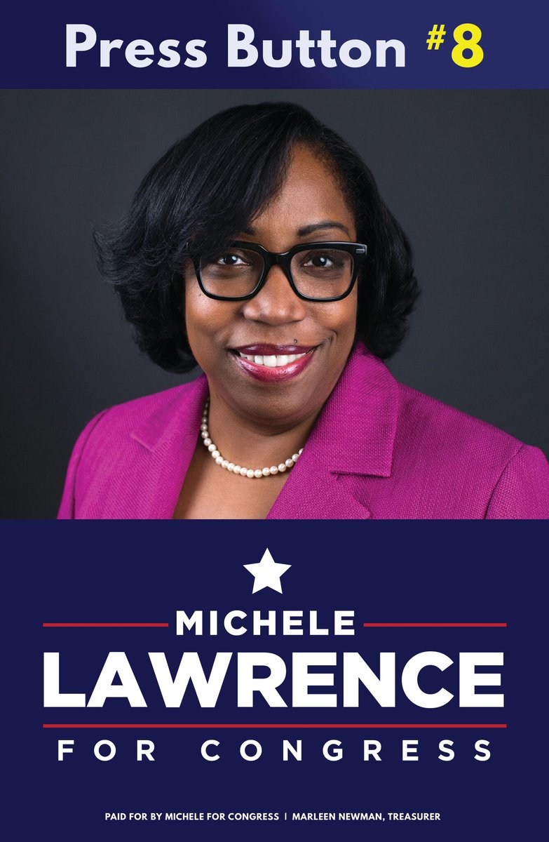 Michele4Me's tweet photo. Support Michele Lawrence today by pressing the #8. #michele4me #congresswomen #democrats https://t.co/25Z87Us7kH