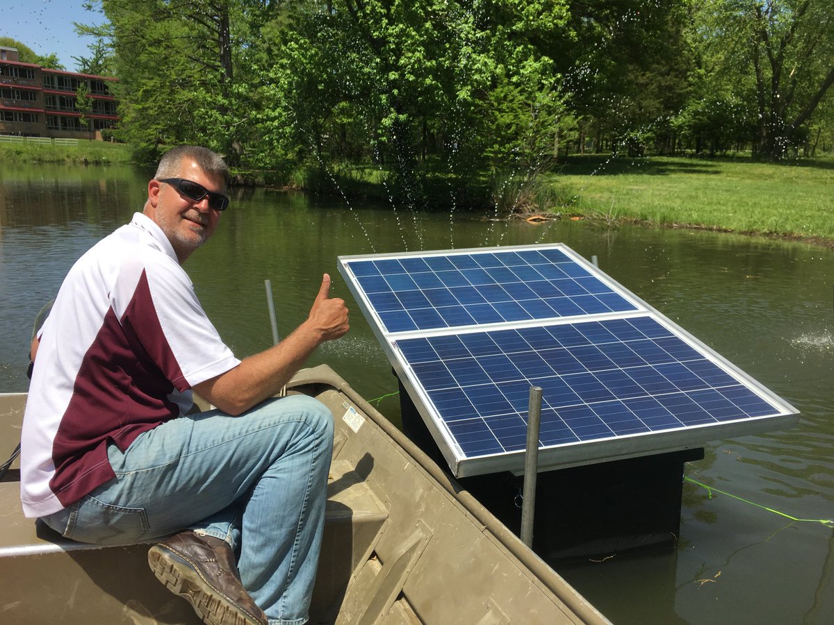 SIUAlumni's tweet photo. #SIU's first solar-powered fountain was installed May 8 on #SIU's Campus Lake! The project was designed by @SIUCEngineering students &amp; funded by #SIUC's Green Fund to help prevent the growth of harmful algal blooms. Story: https://t.co/m3U0YAl5mZ #siuustainability #ThisIsSIU https://t.co/wXp5et5caW