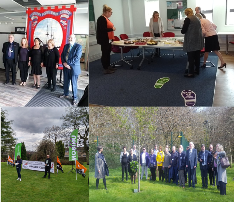 UNISON_HS's tweet photo. @unisontweets #IWMD18 photo montage. UNISON Hartlepool;  UNISON North Somerset, @UNISONNI Safety Reps and UNISON West Dumbartonshire all pledge to remember the dead and fight for the living.  @hazardscampaign https://t.co/RwBVatfNBA